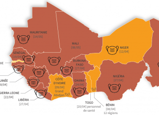 Carte Afrique de l'Ouest Covid-19
